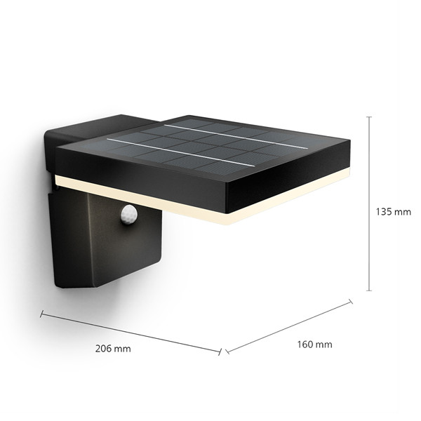 Philips Tyla Outdoor Wandlamp met Bewegingssensor - Warm Wit Licht - IP44 Weerbestendige Muurlamp - 9W - 2700K - Antraciet